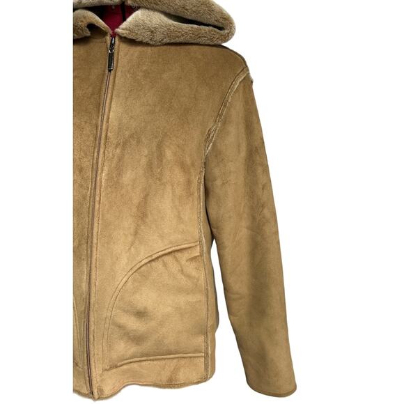 Aeros Women’s Size Medium High End Tan Vegan Suede Shearling Coat‎ - Picture 3 of 7